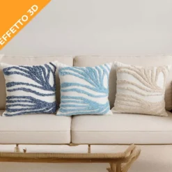 Federa cuscino Ricamo punto Spugna Mauris Blu 45x45