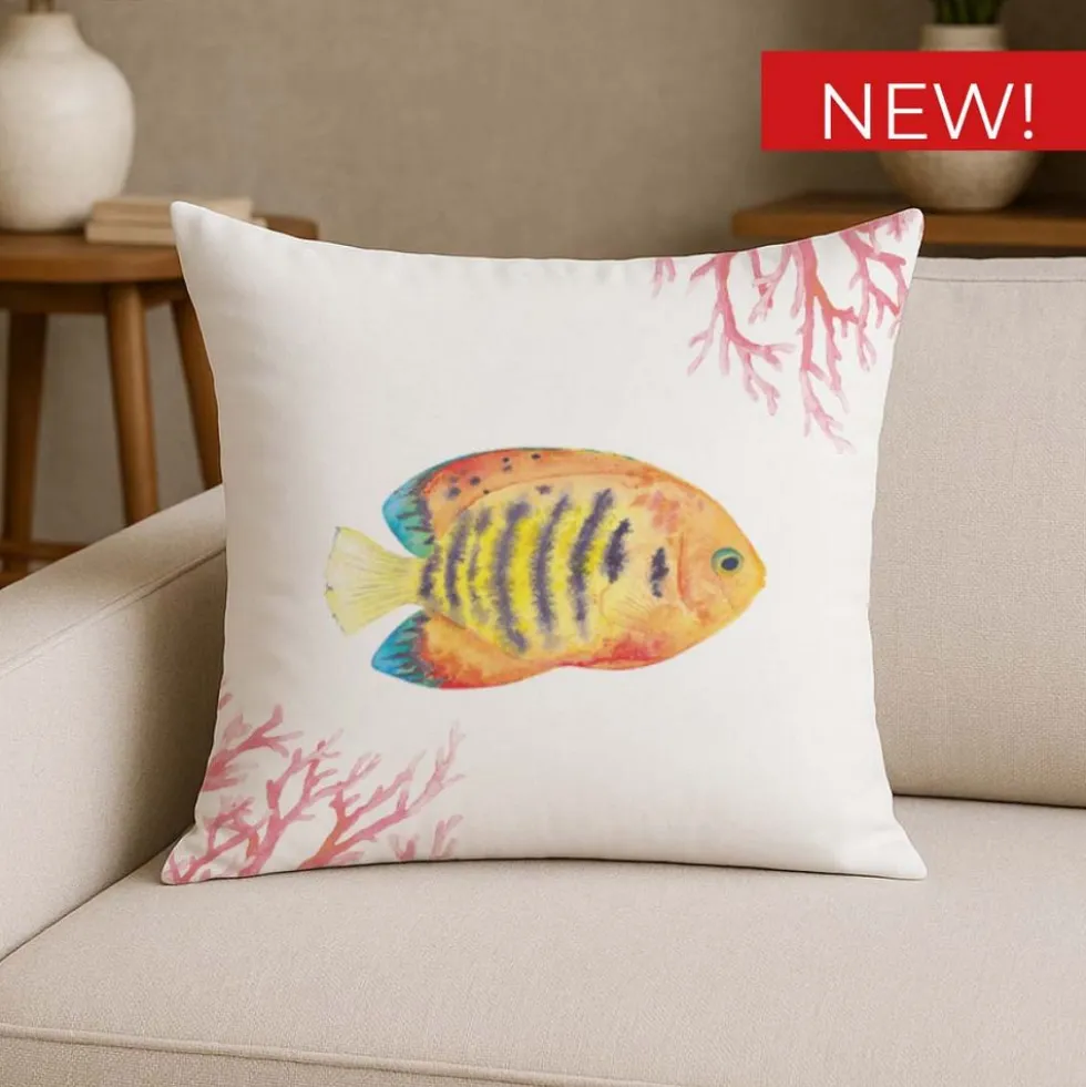 Federa cuscino Stampa digitale Santorini Pesce Corallo Rosa 45x45