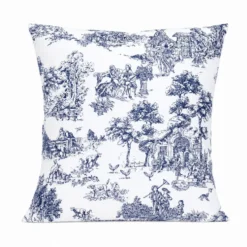 Federa cuscino Toile de Jouy Blu 40 x 40