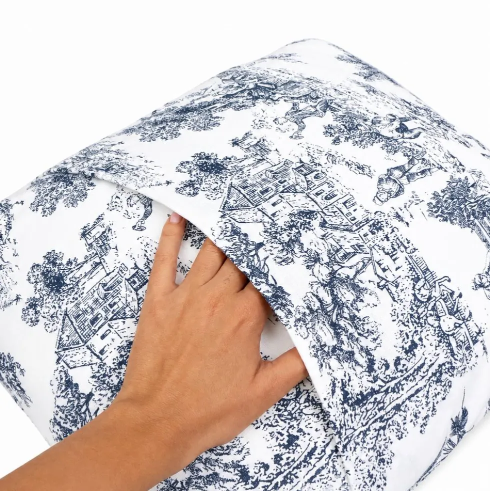 Federa cuscino Toile de Jouy Blu 40 x 40