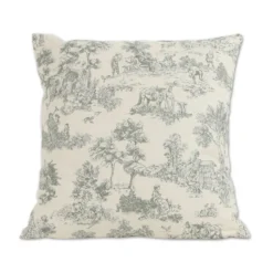 Federa cuscino Toile de Jouy Salvia fondo Panna 50 x 50