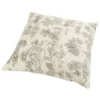 Federa cuscino Toile de Jouy Tortora fondo Panna 50 x 50