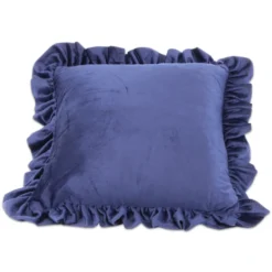 Federa cuscino Volant Lina Velluto Blu 45 x 45