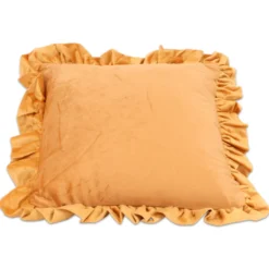 Federa cuscino Volant Lina Velluto Ocra 45 x 45