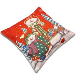 Federa cuscino 45 x 45 greet Coppia pupazzi di neve rosso