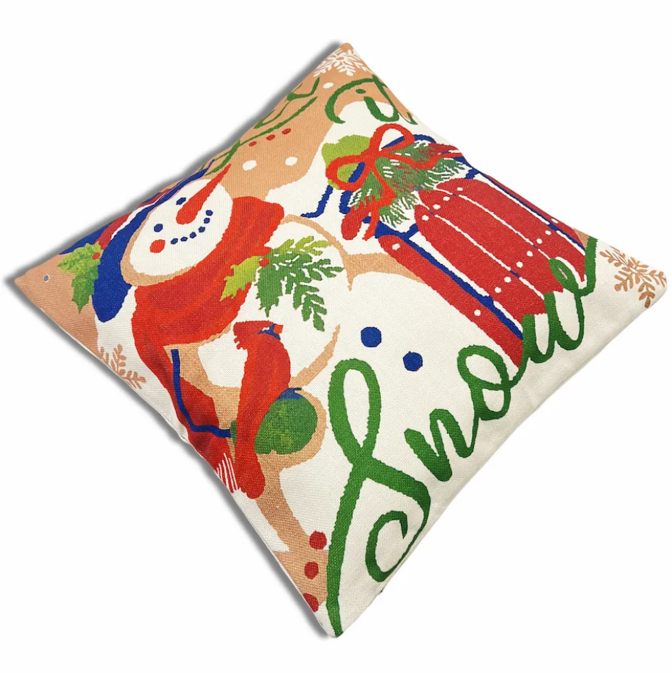 Federa cuscino 45 x 45 greet pupazzo di neve multicolor