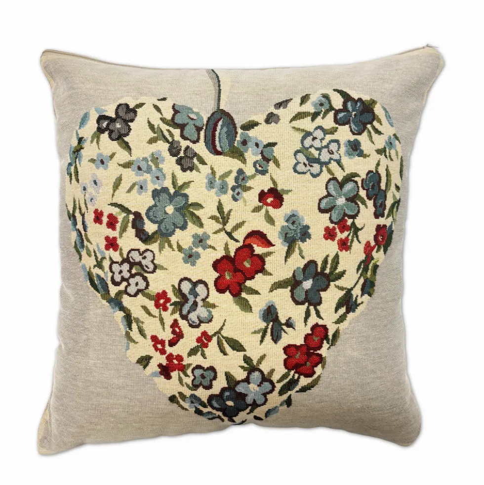 Federa in gobelin Cuore Floreale 45 x 45