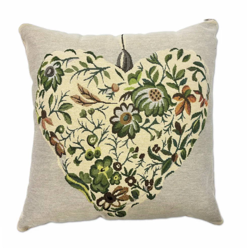 Federa in gobelin Cuore Foglie 45 x 45