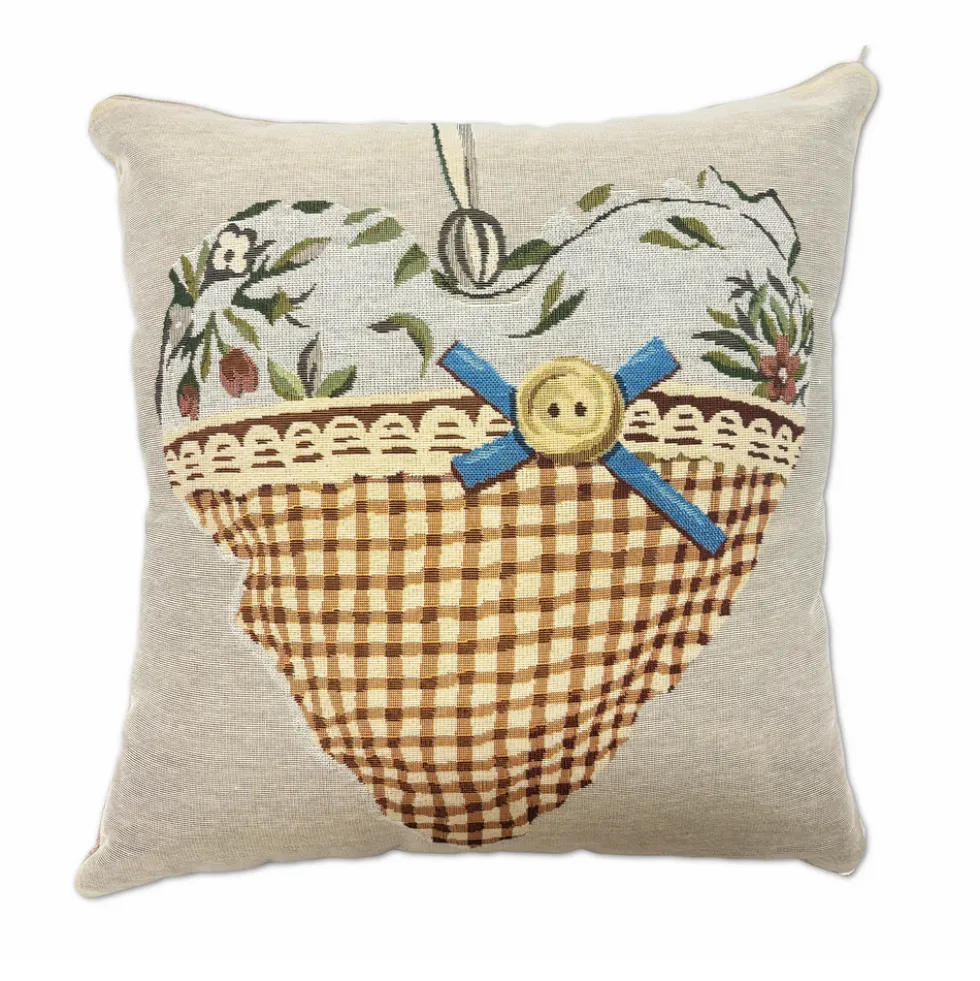 Federa in gobelin Cuore Tartan Tortora 45 x 45
