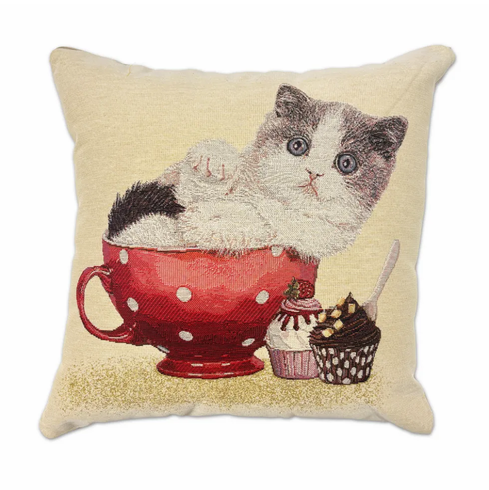 Federa in gobelin Gatto Cupcake 45 x 45