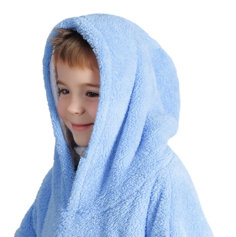 Felpone oversize Midlands Bimbo sherpa Azzurro