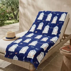 Fouta spugna e tessuto Costa Azzurra Blu Navy 90 x 180