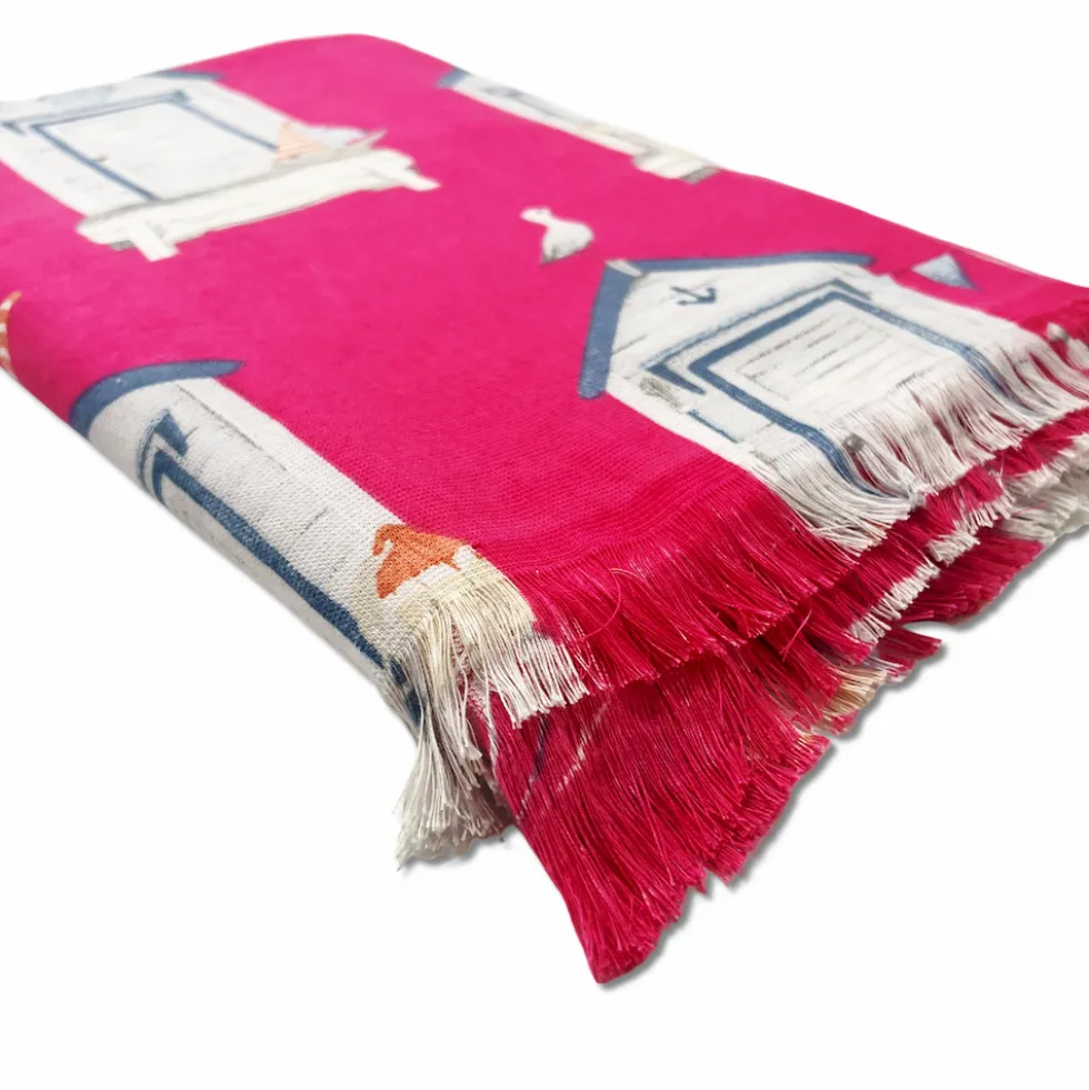 Fouta spugna e tessuto Costa azzurra Fuxia 90 x 180