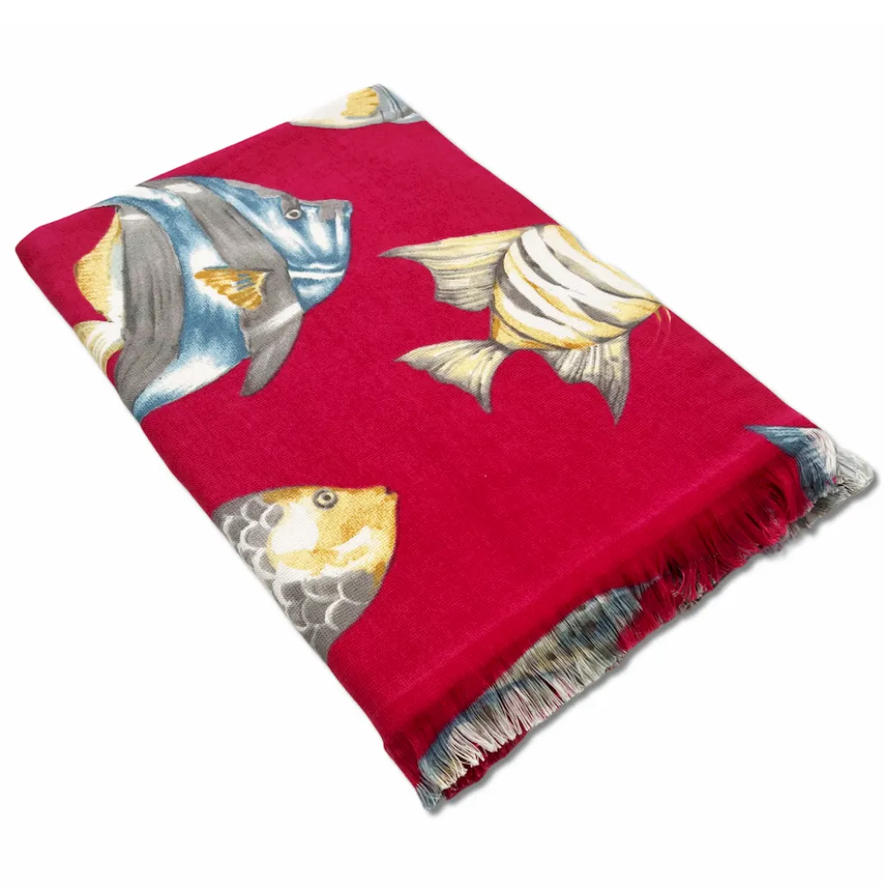 Fouta spugna e tessuto Oceano Pesciolino Fuxia 90 x 180