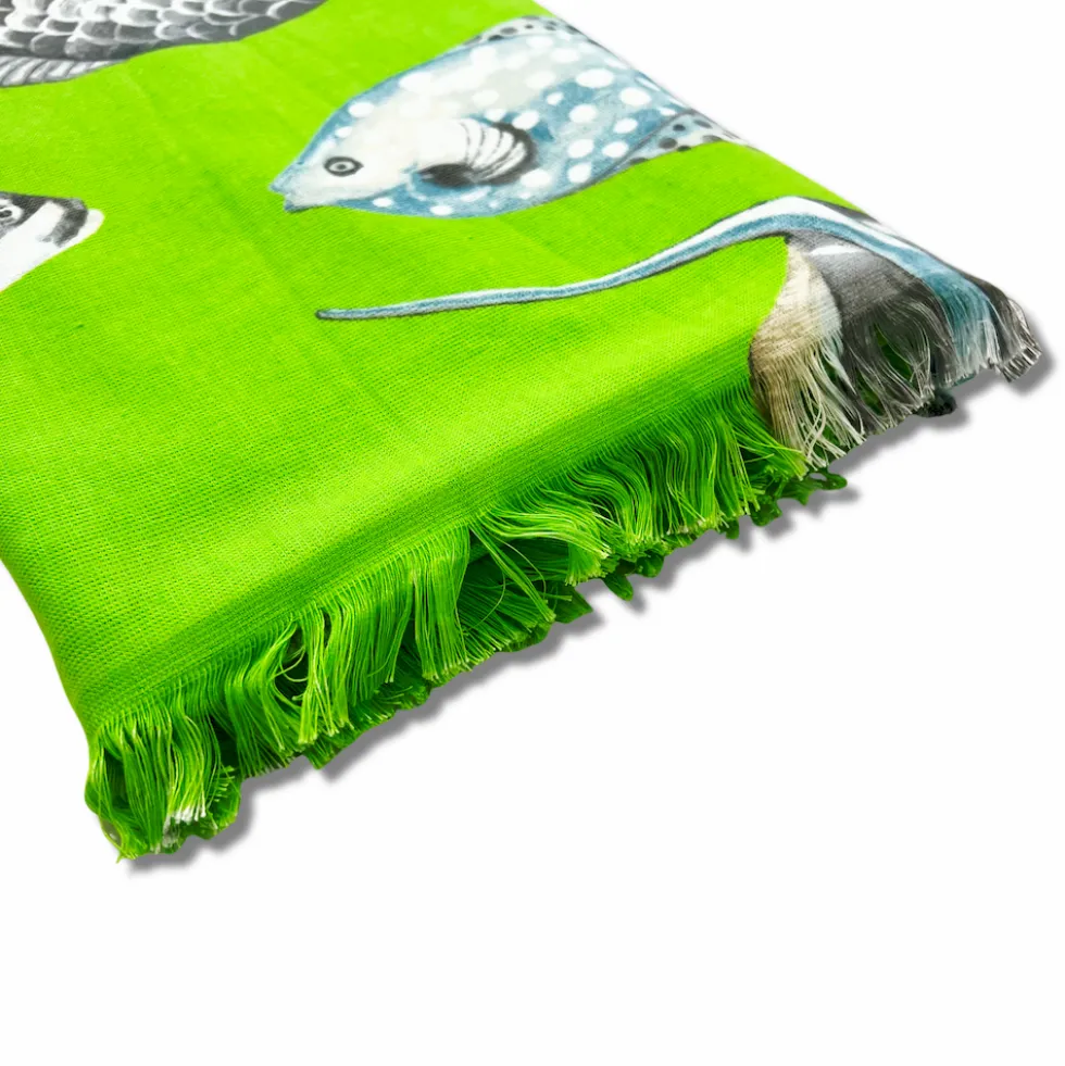 Fouta spugna e tessuto Oceano Pesciolino Verde 90 x 180