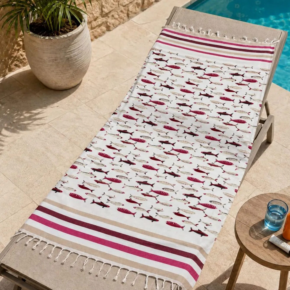 Fouta Telo Mare Caprera Pesciolini Rossi 90 x 190