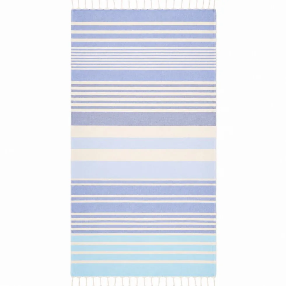 Fouta telo mare doppiato jacquard Lain righe azzurre 90 x 170