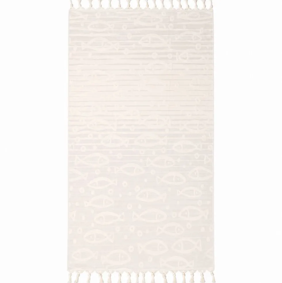 Fouta telo mare doppiato jacquard Sed pesciolini Tortora 90 x 170