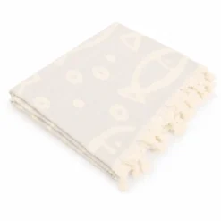 Fouta telo mare doppiato jacquard Sed pesciolini Tortora 90 x 170