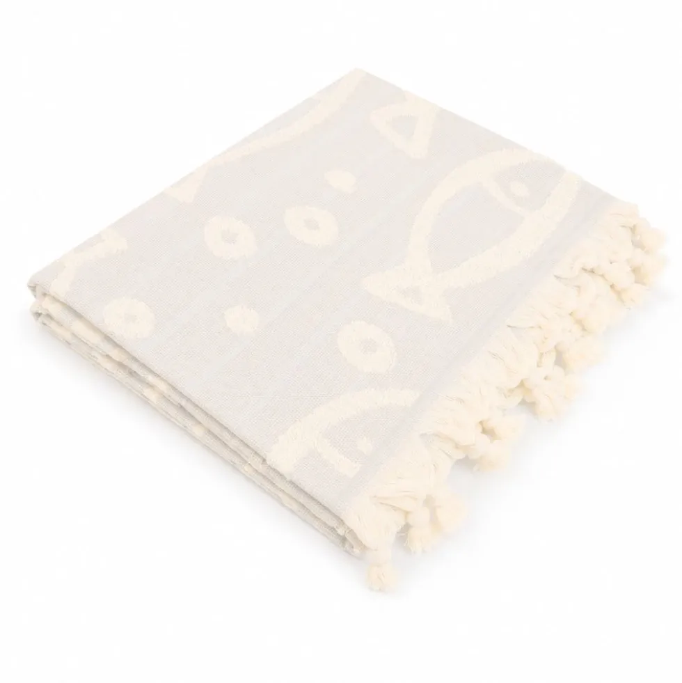 Fouta telo mare doppiato jacquard Sed pesciolini Tortora 90 x 170