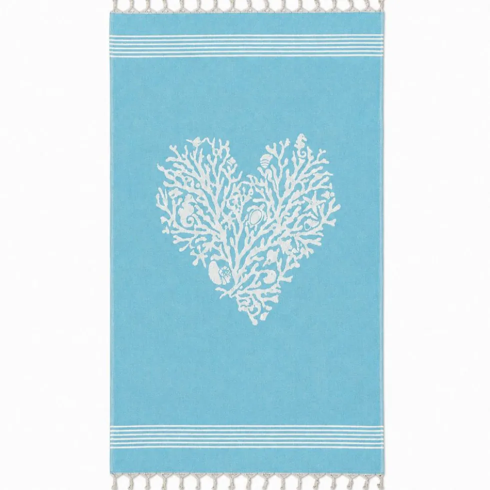 Fouta telo mare doppiato jacquard Lov coralli Tiffany 90 x 170