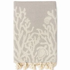 Fouta telo mare doppiato jacquard Lov coralli Tortora 90 x 170