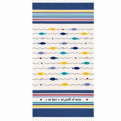 Fouta Telo Mare Love Fish 100 x 200