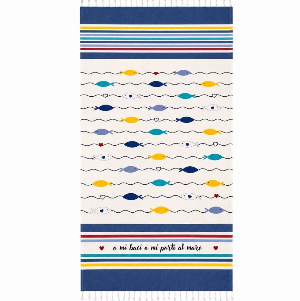 Fouta Telo Mare Love Fish 100 x 200