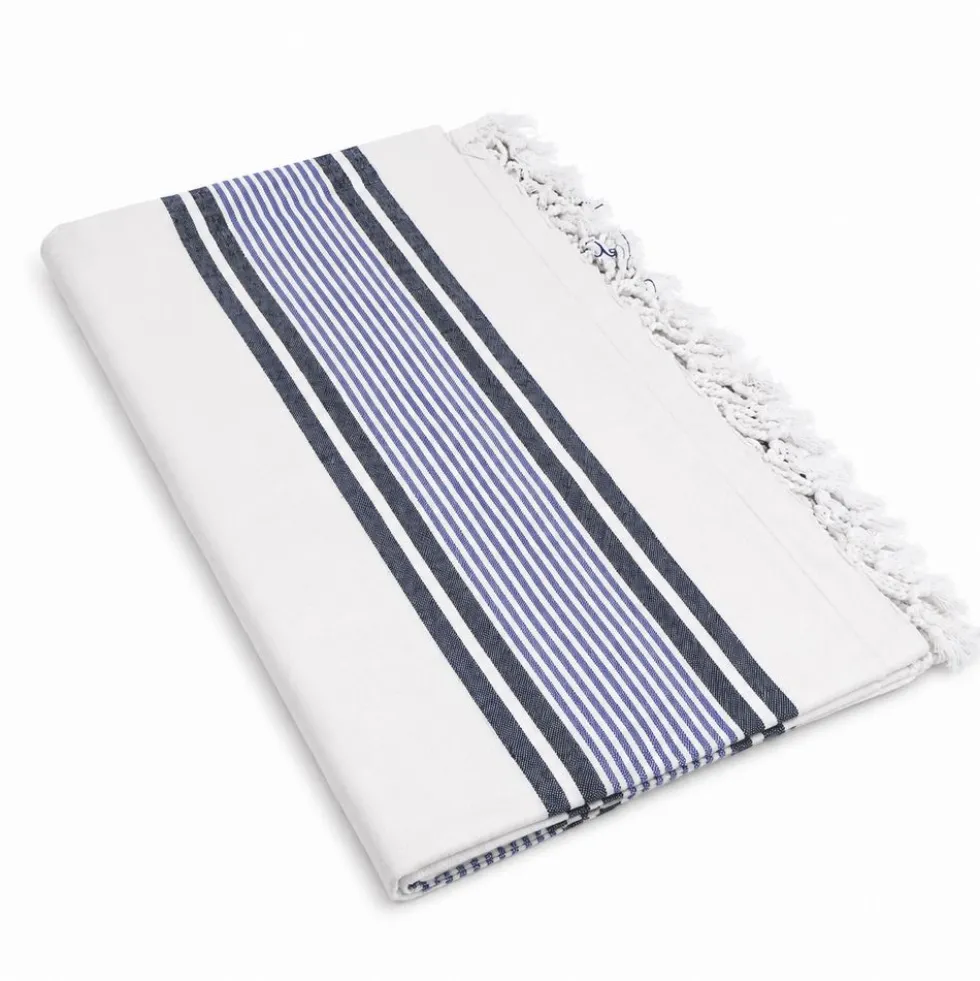 Fouta telo mare Maxi Porto Cervo riga Blu/Grigio 210 x 240