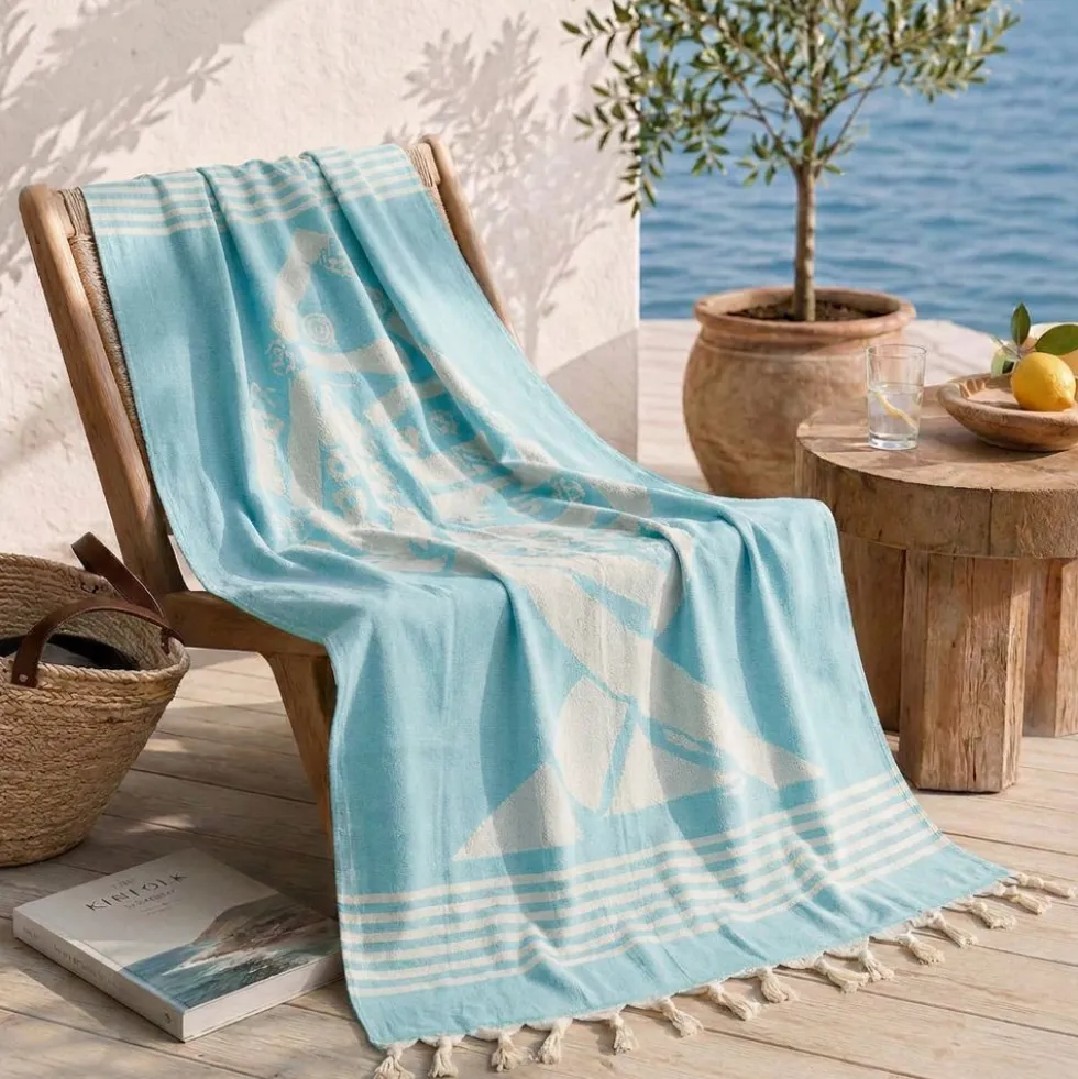 Fouta telo mare retro spugna Bluy Tiffany 90x170