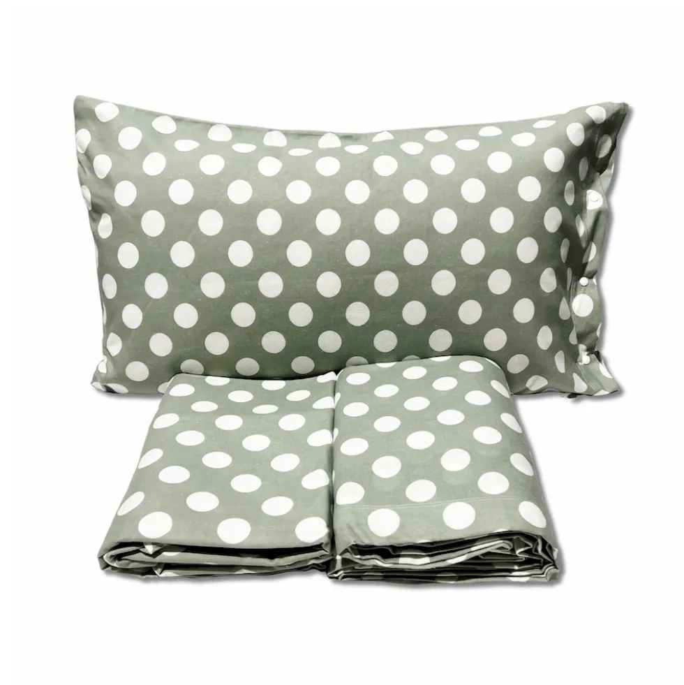 Lenzuola Flanella Moon pois verde singolo