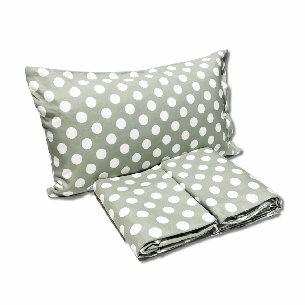 Lenzuola Flanella Moon pois verde singolo