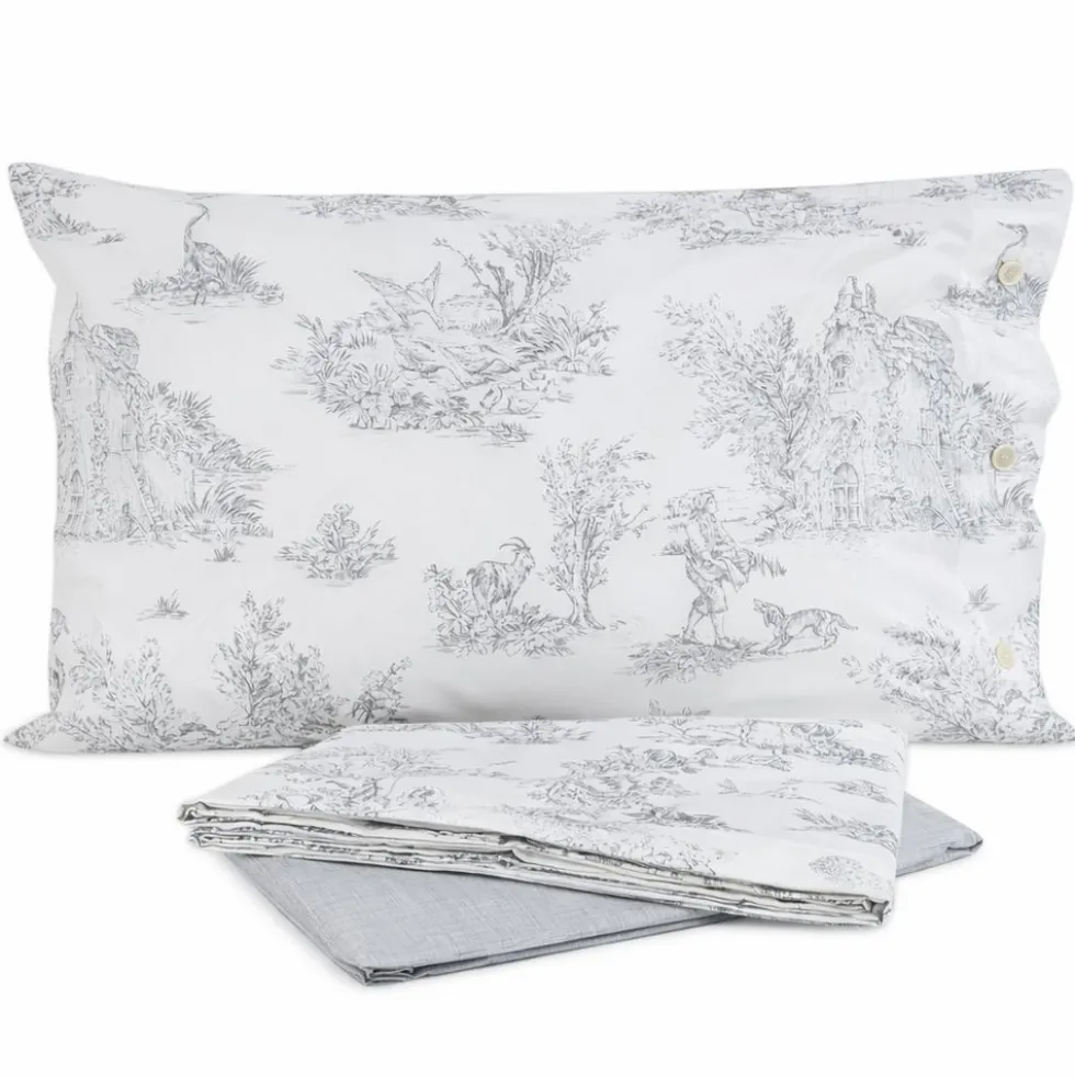 Lenzuolo Copriletto Lumiere Cavalieri Toile de Jouy Grigio VAR. 21