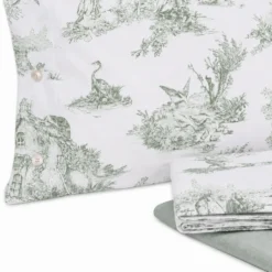 Lenzuolo Copriletto Lumiere Cavalieri Toile de Jouy Verde VAR. 18