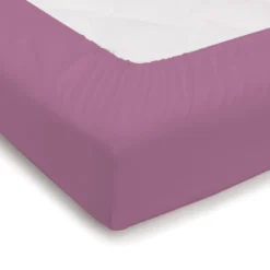 Lenzuolo sotto con angoli e elastici in raso rosa malva Matrimoniale
