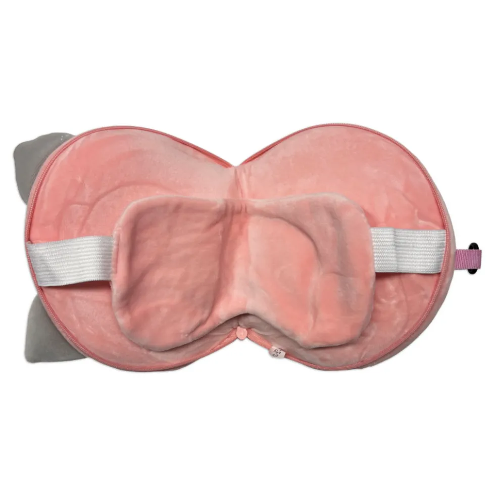 Maschera da viaggio con peluches 2 in 1 Micetto rosa