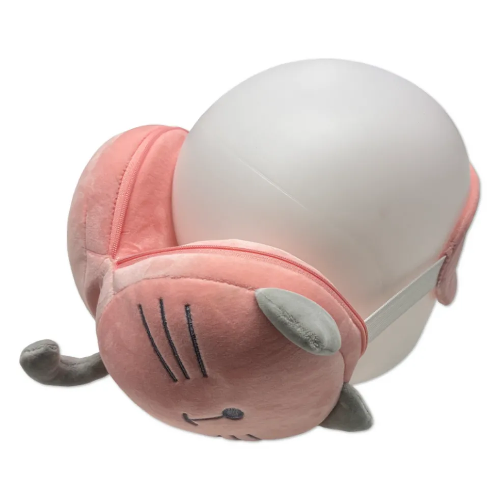 Maschera da viaggio con peluches 2 in 1 Micetto rosa