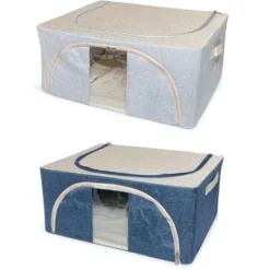 Organizer scatola Cambiostagione in Tessuto e Metallo Blu 50 x 40 x 22