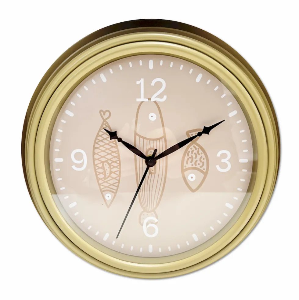 Orologio da parete pesciolini cornice beige