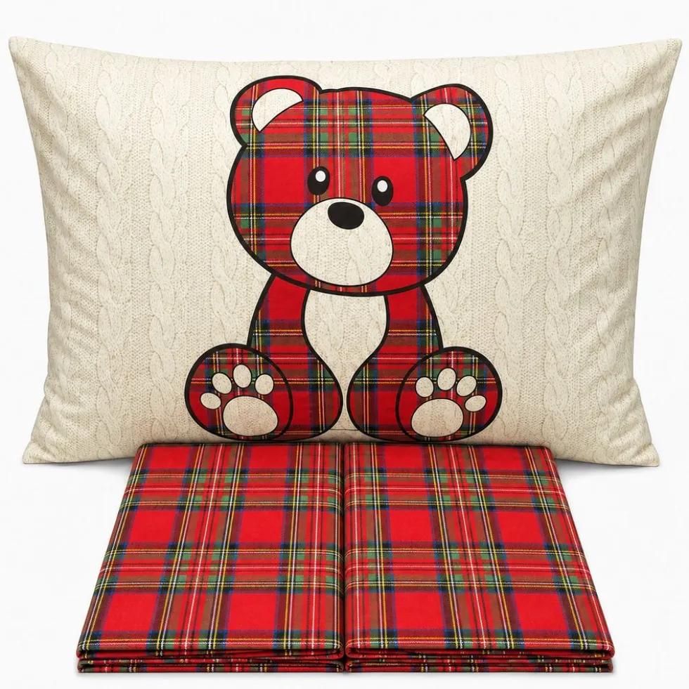 Parure copripiumino Orsetto Kilt Rosso matrimoniale