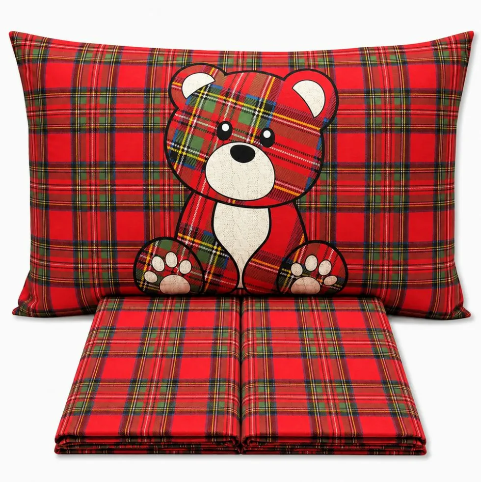 Parure copripiumino Orsetto Kilt Rosso matrimoniale