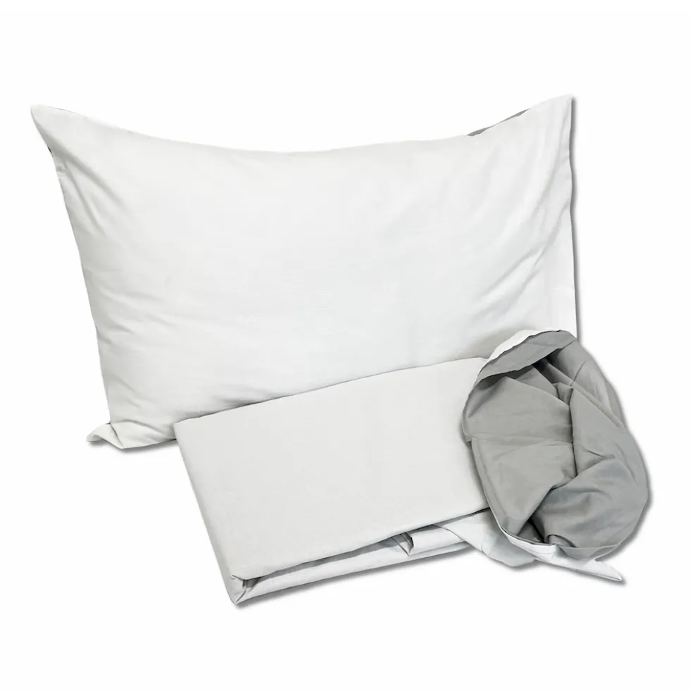 Parure copripiumino Plain double bianco/grigio singolo