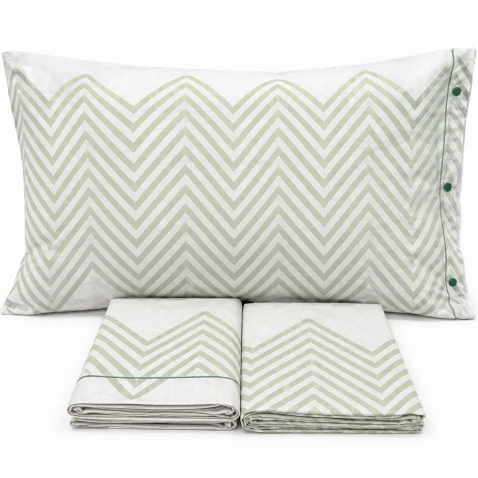 Parure copripiumino zig zag verde matrimoniale