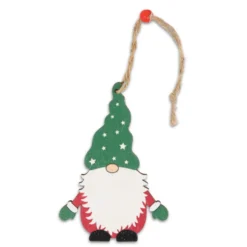 Pendente in Legno Gnometto Stelline Verde