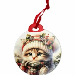Piastrella Palla da appendere in ceramica Gattino freddoloso