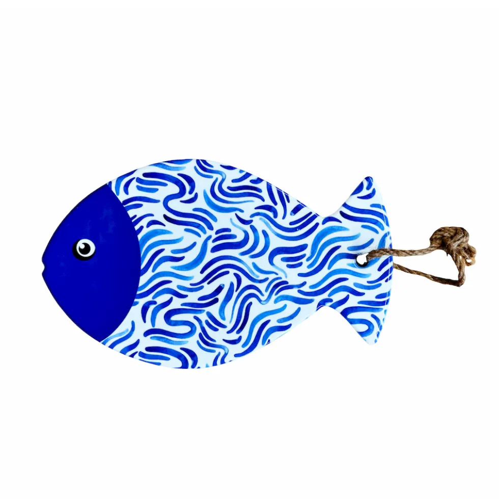 Piastrella sottopentola Pesce a ondine blu