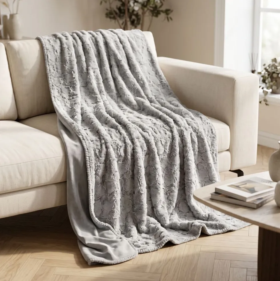 Plaid Glam pelliccia ecologica grigia 130 x 160