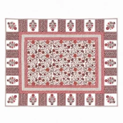 Plaid Imbottito double face stampato Jaipur Fiori Rosa Tortora 130x170