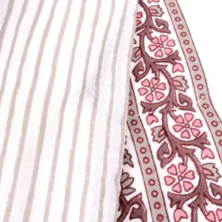 Plaid Imbottito double face stampato Jaipur Fiori Rosa Tortora 130x170