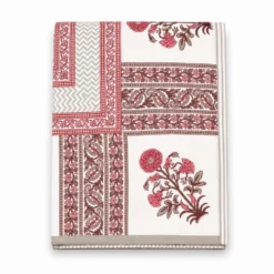 Plaid Imbottito double face stampato Jaipur Fiori Rosa Tortora 130x170